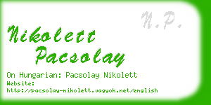 nikolett pacsolay business card